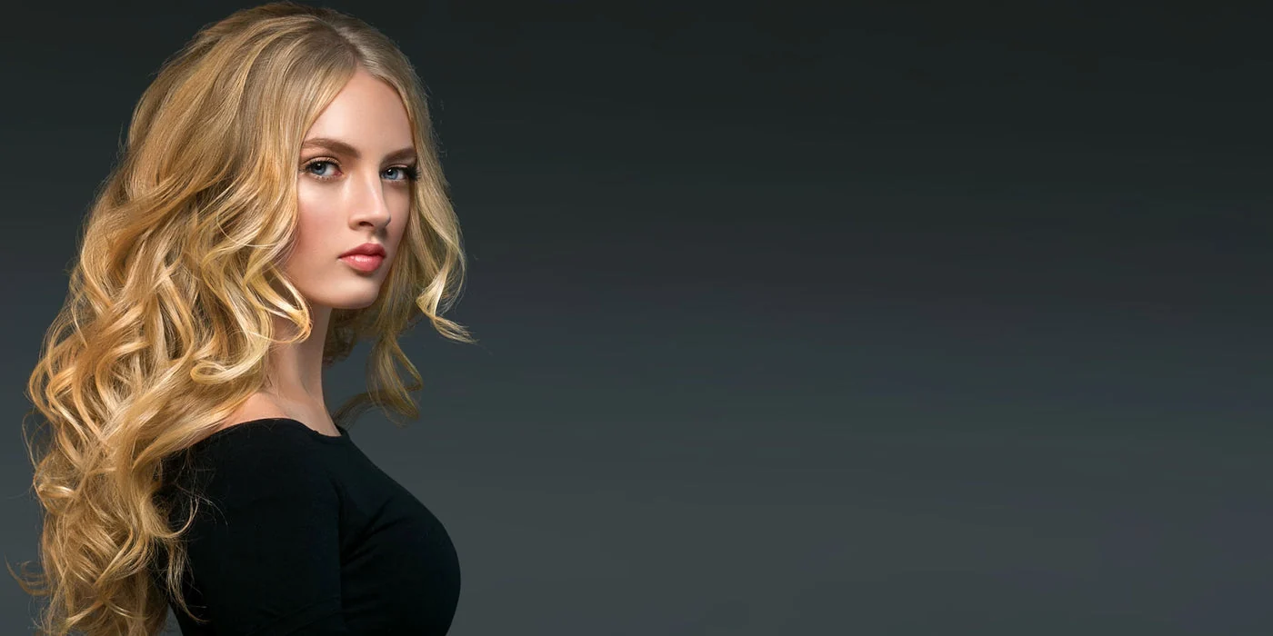 Beauty portrait with long, flowing blonde hair
